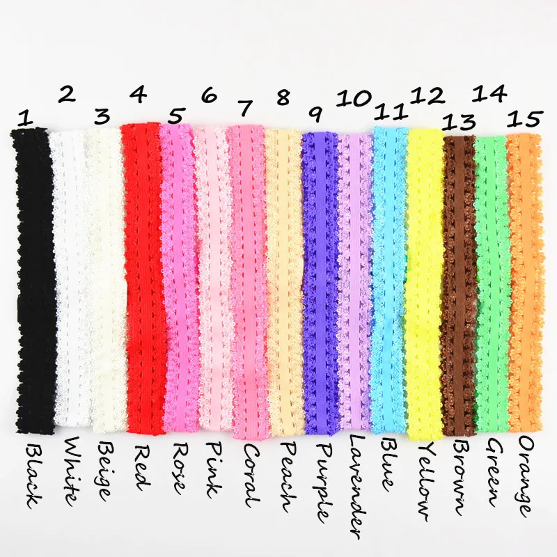 

800pcs Wholesale Kids Double Crown Lace Headband Baby Headwear 15 Colors In Stock