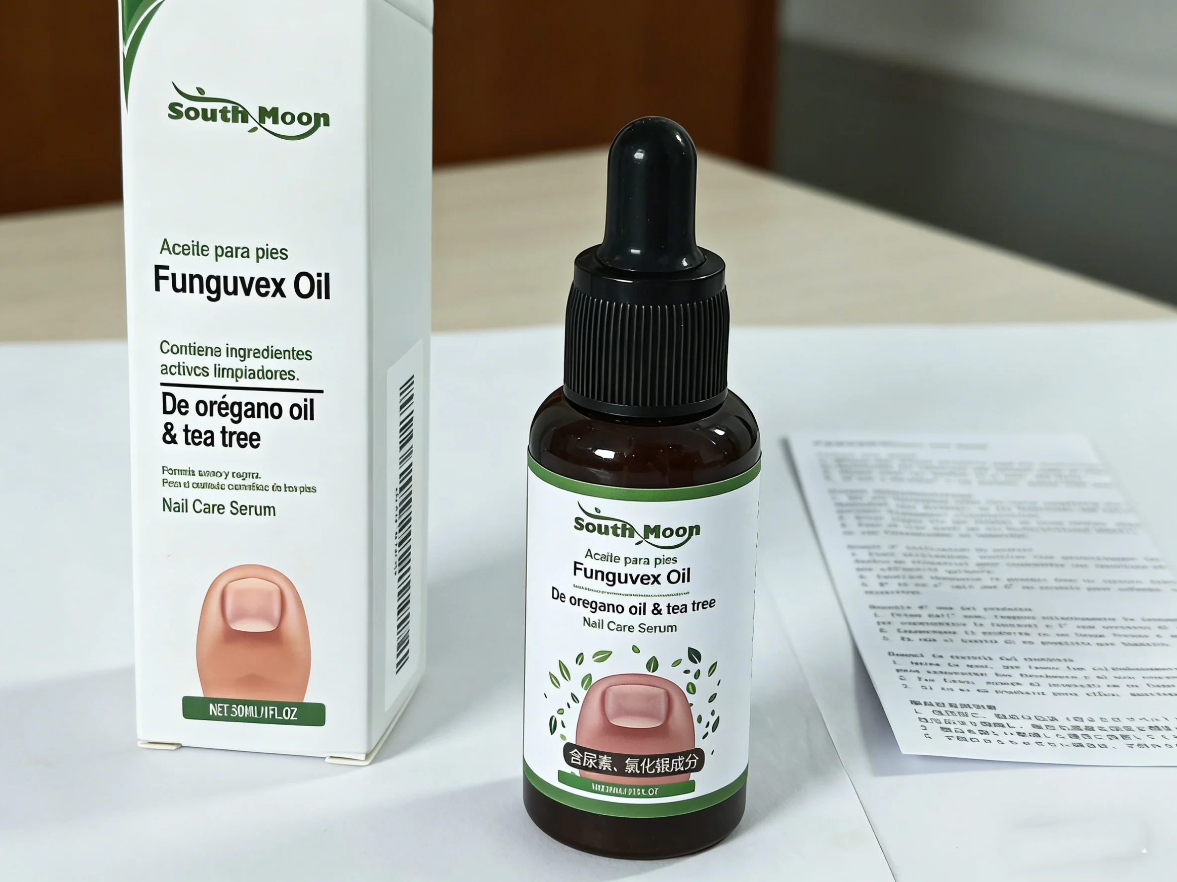 Nagelverzorgingsessentie, zachte cosmetische voet- en nagelbehandeling met oregano-olie en Tea Tree Oil-formule, essentiële oliën voor voeten, 30 ml