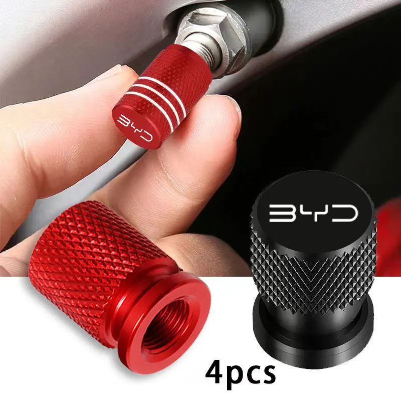 Car Accessories 4pcs Aluminum Car Wheel Tire Valve Cap Covers For BYD Atto 3 Act 3 Tang F3 E6 Dmi Yuan Song plus EV2022 2023