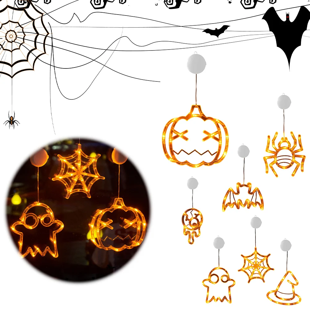 

Orange Pumpkin Spider Bat Battery Operated Lighted Eyeball Pumpkin & Spider Web for Holiday Indoor Outdoor Wall Door Window