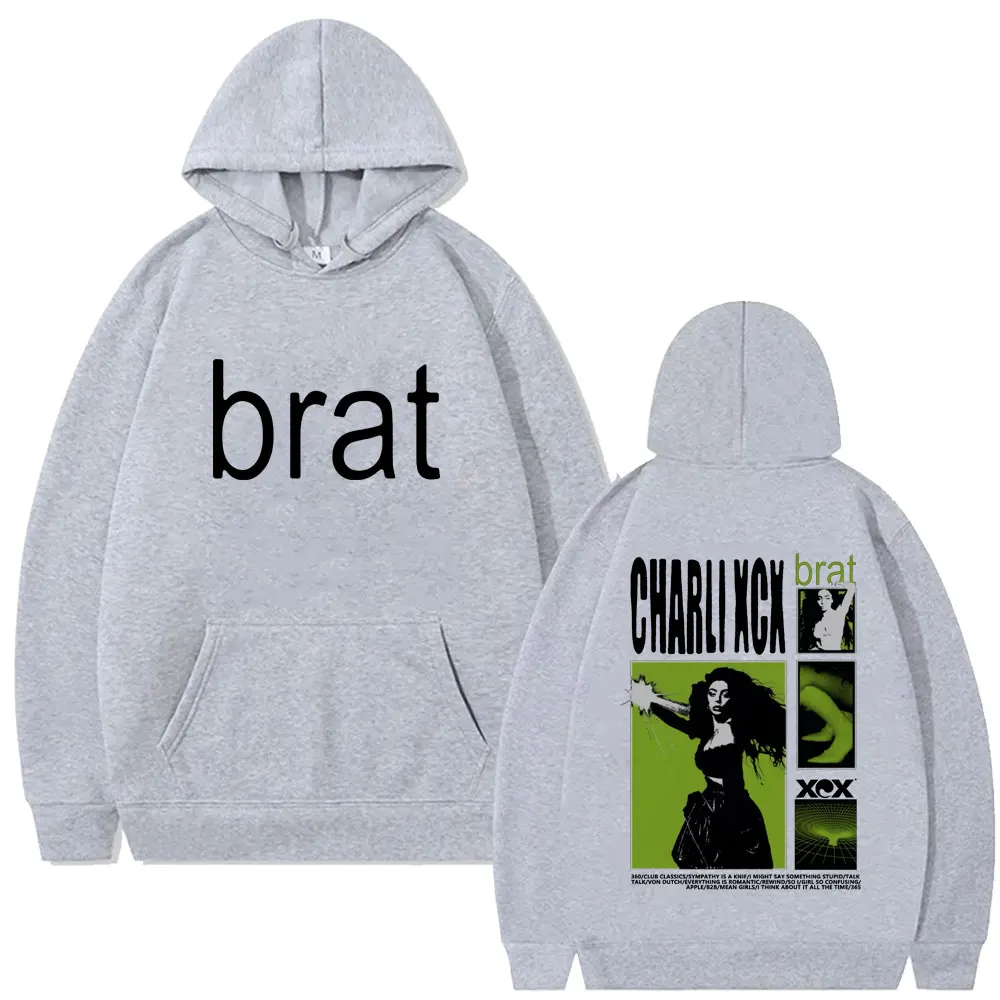 Famous Charli Xcx Brat Album Graphic Hoodies Men Women Fashion Oversized Hooded Sweatshirt Men's Casual Fleece Cotton Tracksuit