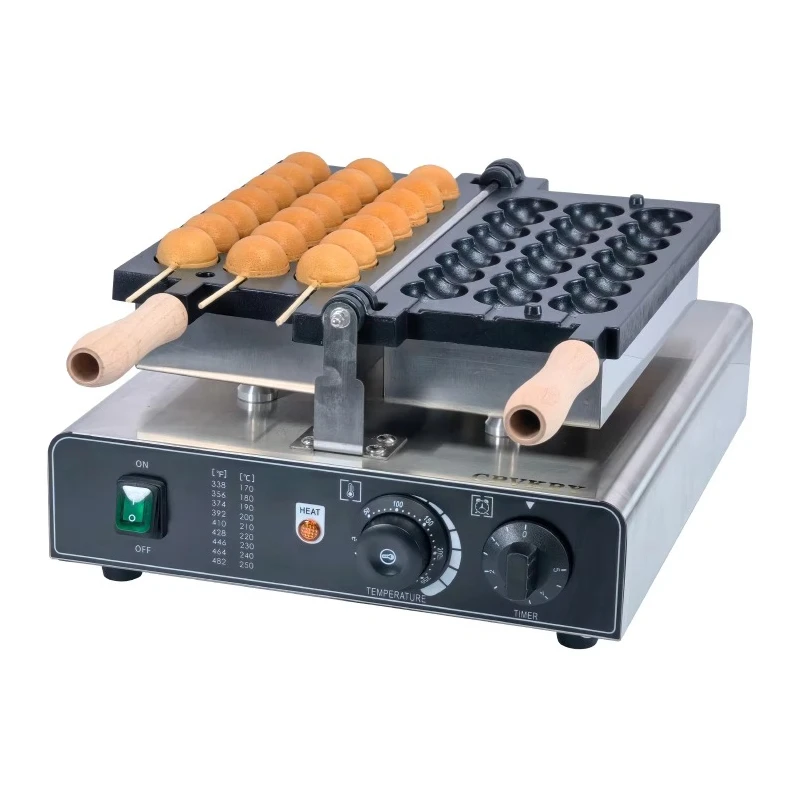 Easy-to-operate double-heated stainless steel bubble waffle bar machine