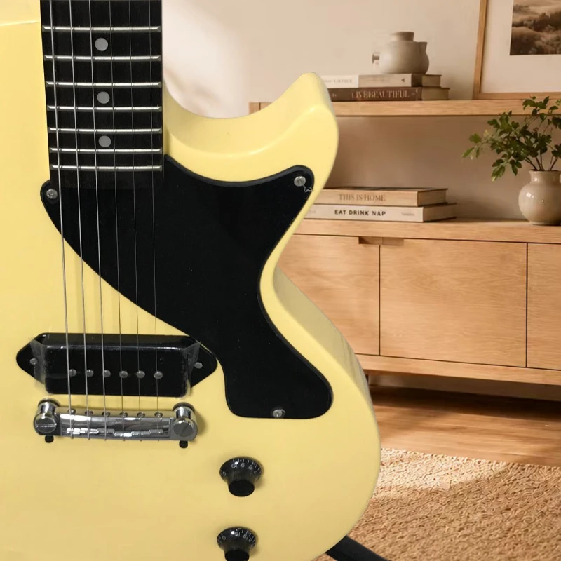 LPQ Electric Guitar P90 Retro Electric Guitar Yellow Dynamic Response Extremely Strong Beginner's Practice Free Delivery