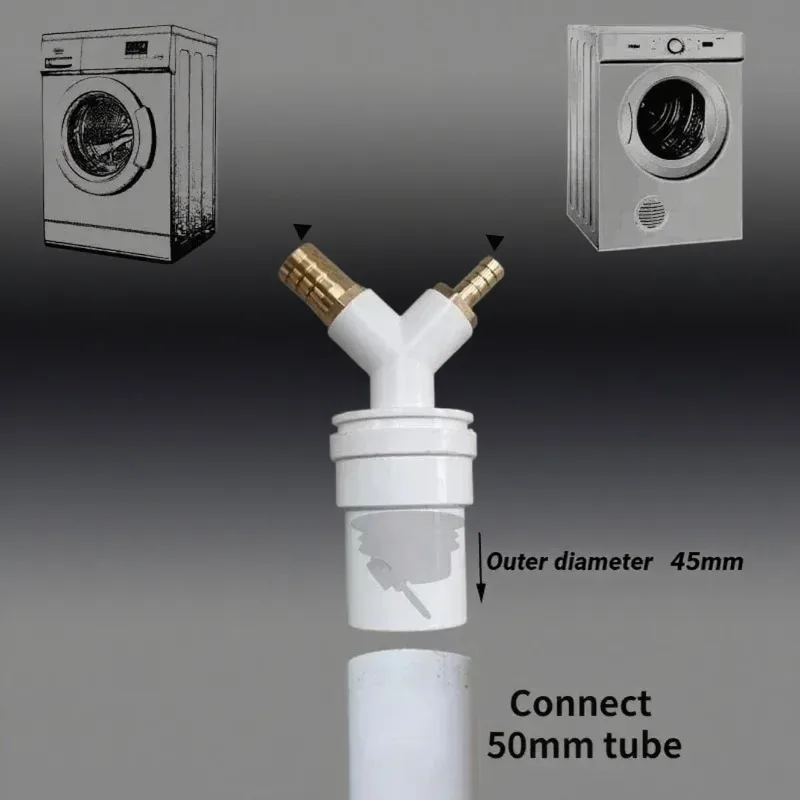 FMT For dryer washing machine, drainage three-way adapter, drainage four-way, pipe fittings with anti-odor check valve accessori