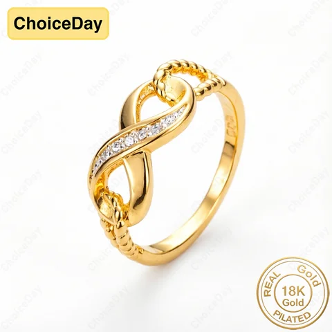 Charming 18K Gold Plated Exquisite Infinity Symbol Zircon Ring for Women - Stylish Wedding Party Gift Jewelry