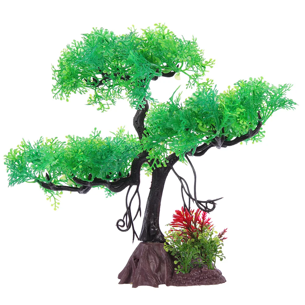 

Artificial Aquarium Plants Decor for Fish Tank Vivid Lifelike Textured Fake Pine Tree Landscape Underwater Hiding Place
