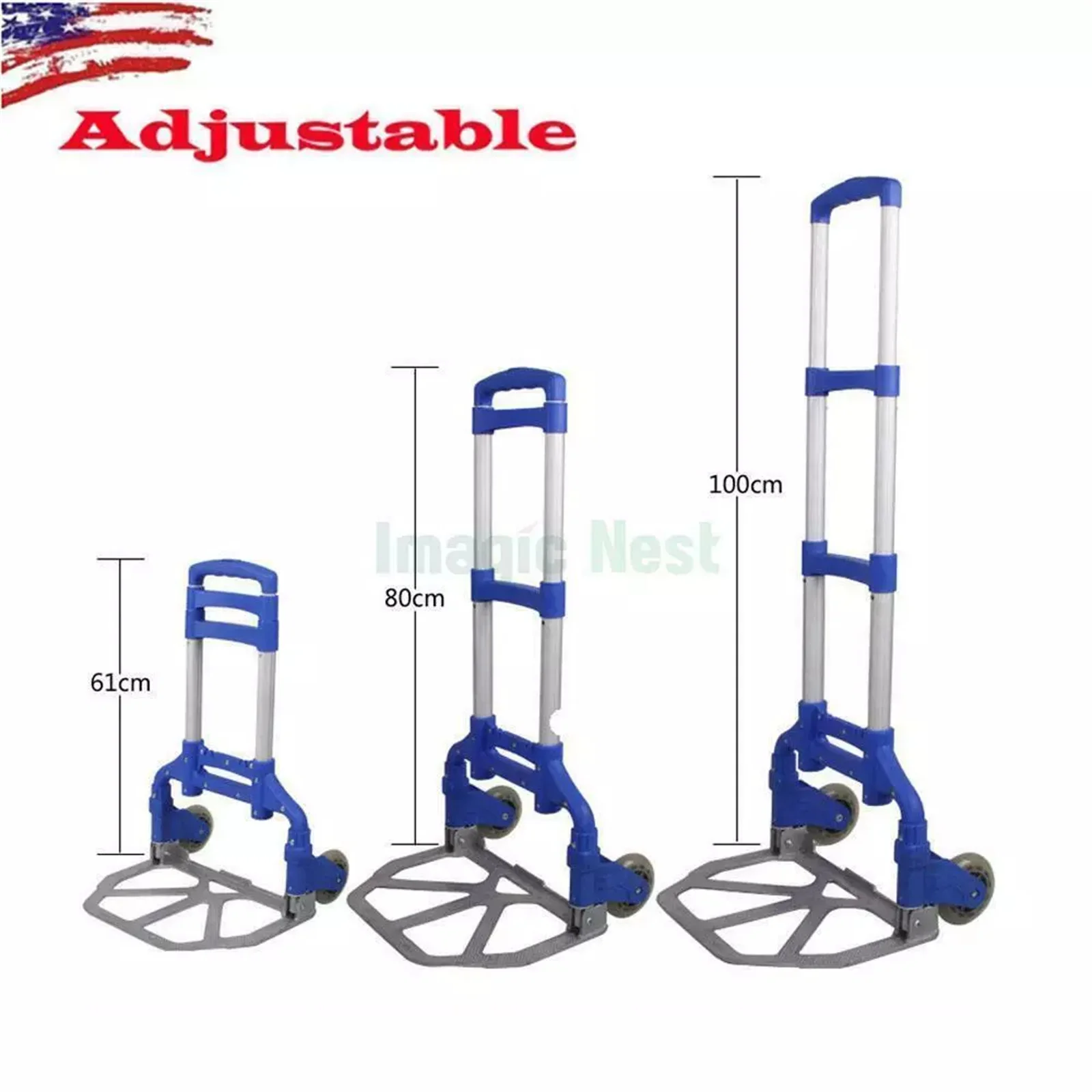 Blue Luggage Cart Folding Dolly Push Truck Hand Collapsible Trolley Black Friday