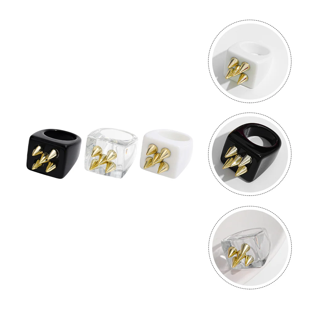 

3 Pcs Resin Ring Rings for Teen Girls Finer Finger Jewelry Decor Party Unique Versatile