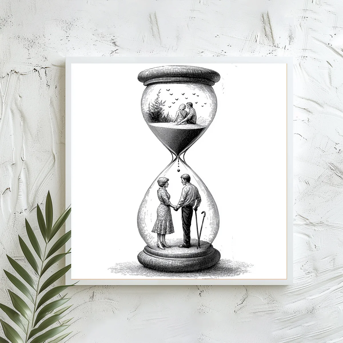 1 Stück 40x40 cm/15,74 Zoll, 11Ct/14Ct Kreuzstich-Set, DIY Valentinstagsgeschenk, Stickerei-Set für Festlichkeiten, Sanduhr-Paar – Detail 2