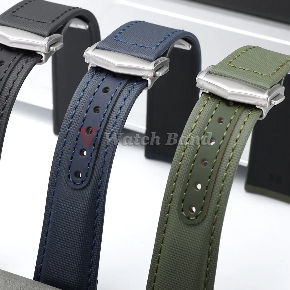 Nylon Sailcloth WatchBand 20mm 21mm 22mm  for Omega Seamaster 300 for Speedmaster Watch Strap Green Waterproof Men's Bracelets