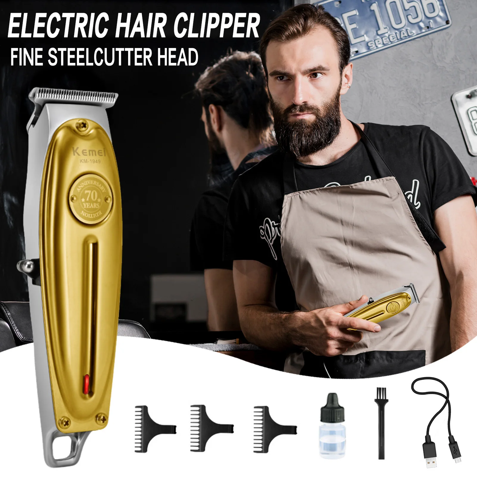 Professional Barber Clippers Rechargeable Precision Steel Blade Hair Trimmer For Father's Day Gift Mens Shaver Holiday Gift