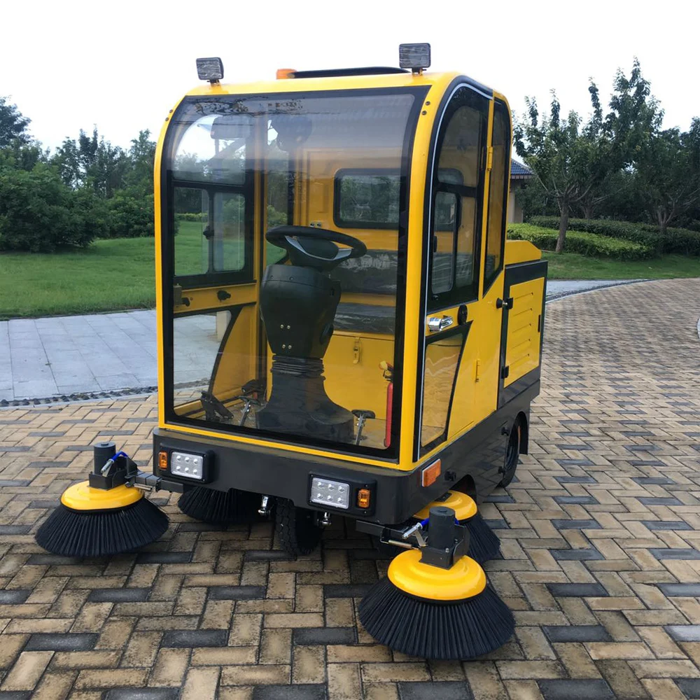 Enclosed Cabin Ride On Street Sweeper Industrial Commercial Road Floor Cleaning Equipment For Workshop Factory Park School view 3
