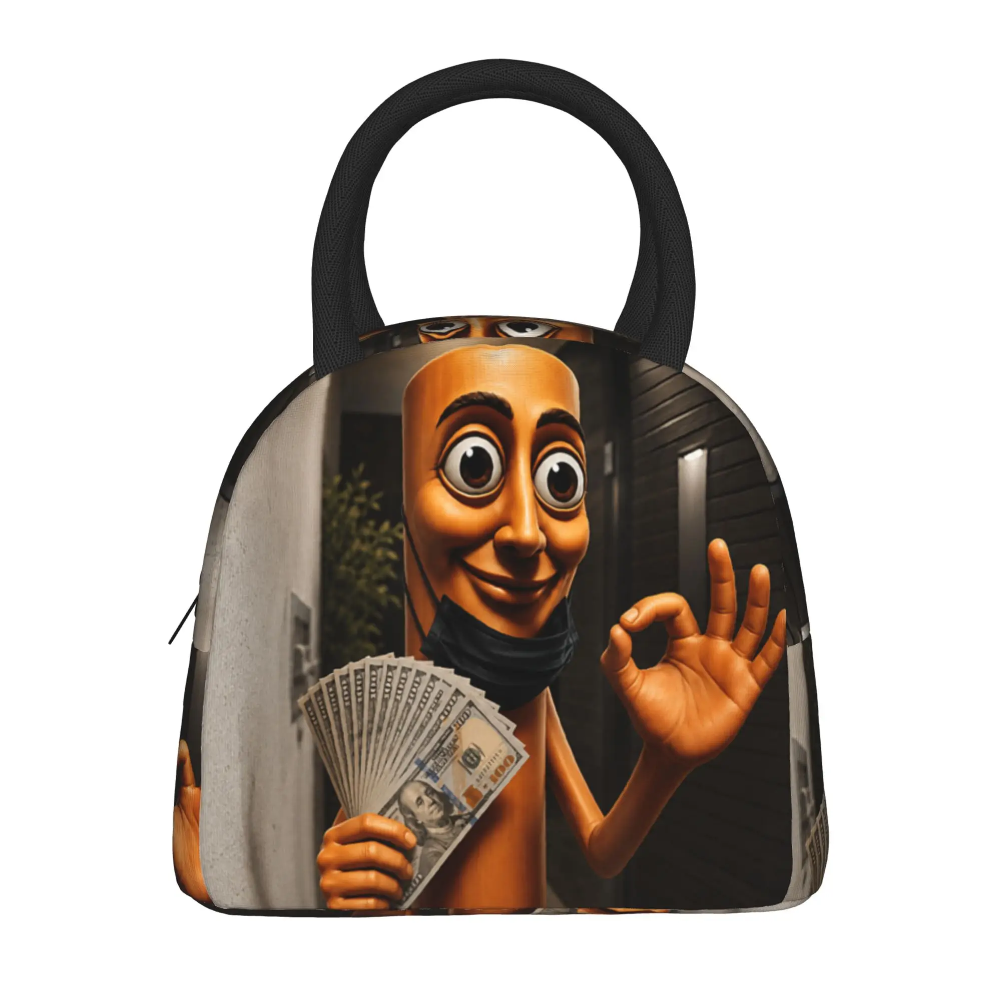 There is Motion at Your Front Tung Tung Tung Sahur Money Lunch Bag Convenient Lunch Box Child Picnic Graphic Design Cooler Bag