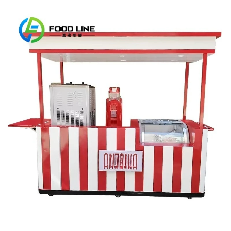 Customized Small Mobile Food Cart Trailer With Service Counter For Street Snack Ice Cream Vending Outdoor Catering Commercial