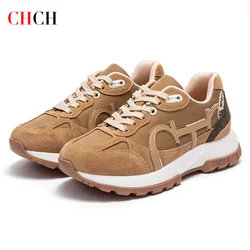 CHCH Women Tennis Shoes New Leather Splicing Student Sports Shoes