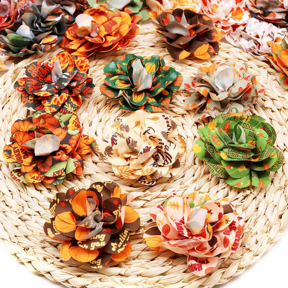 

20/40PCS Removable Dog Bowties Fall Pet Collar For Dogs Thanksgiving Pumpkin print Dog Bow Tie Pet Grooming Accessories Bulk