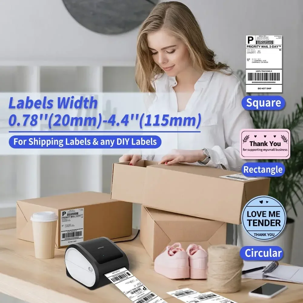 Phomemo D520 BT Shipping Label Printer Wireless Thermal Label Printer for Business Thermal Sticker Printer 20-115mm Label Maker