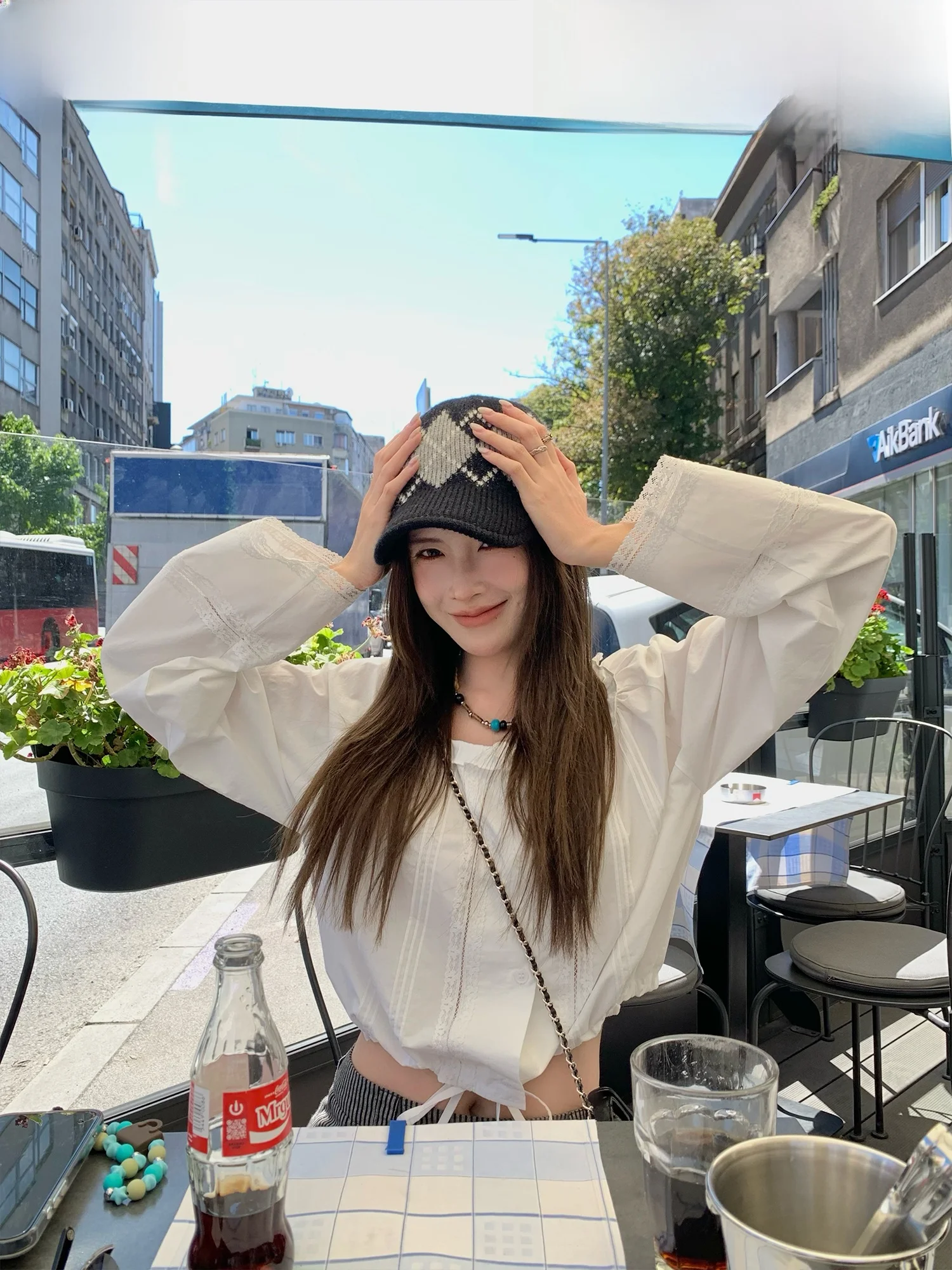 

PPLAND White Moon Light Loose Long Sve Square Collar ort Design Sense Flower Women's irt Korean Sle Commute