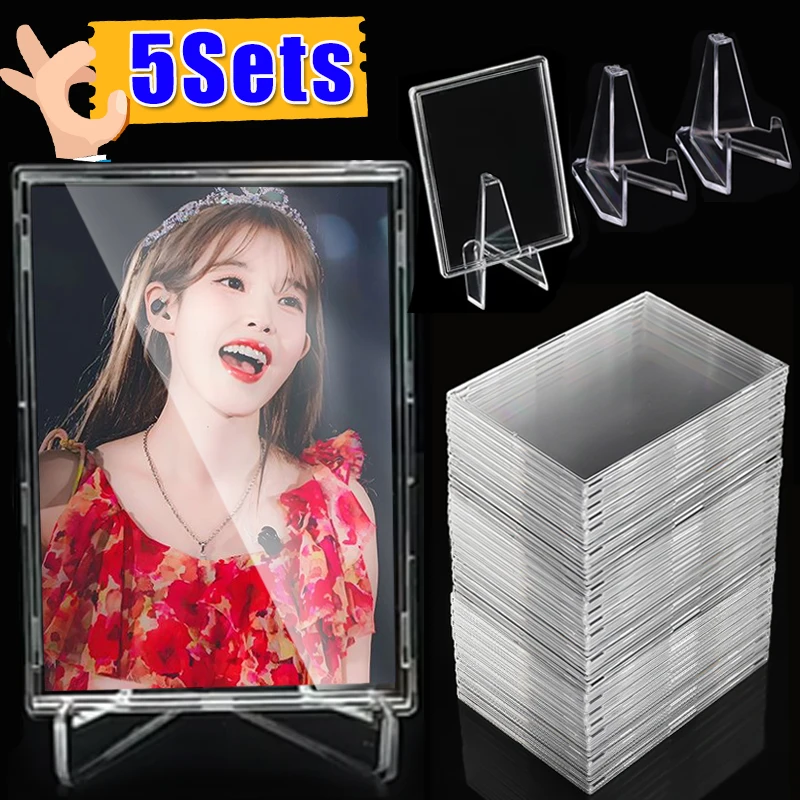 Transparent Hard Acrylic Case Clear Cards Brick Sleeves For Game Kpop Idol Photo Card Protective Case Frame Display Stand Kit