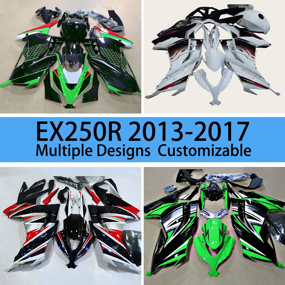 For KAWASAKI EX300R 2013 2014 2015 2016 2017 100% Fit Fairing Kit NINJA 300 13 14 15 16 17 Motorcycle Customizable Cool Fairings