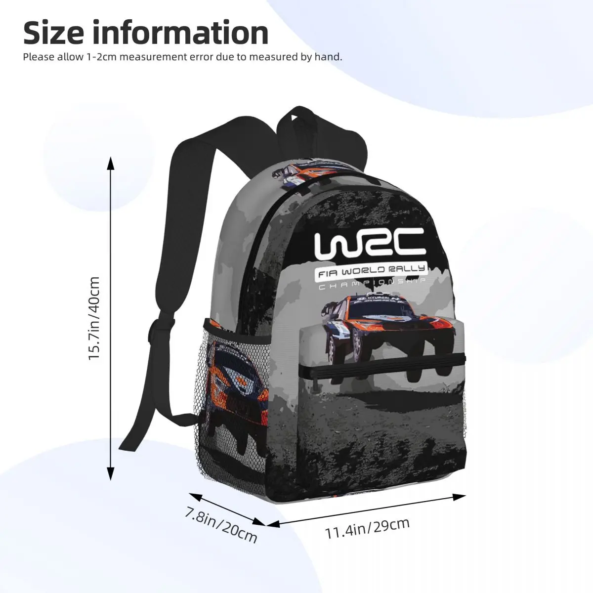 World Rally Championship WRC Student Backpack School Bag Hiking Travel Daypack for Men Women Bookbag Shoulder Bags