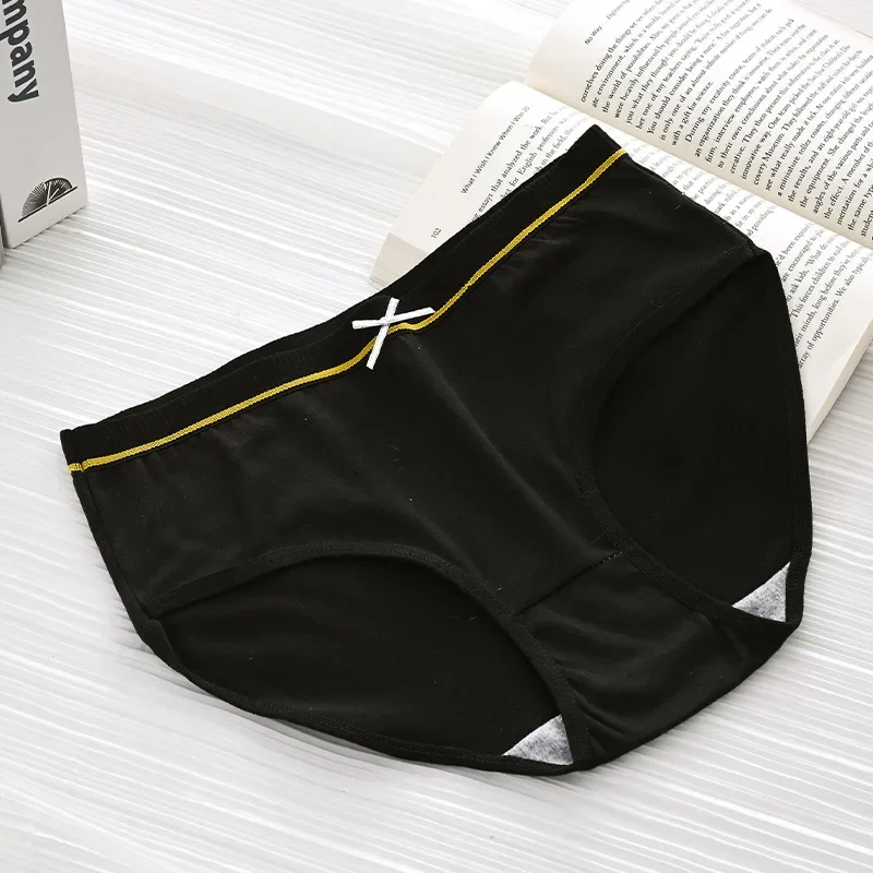 Women's Panties  Solid Color Underwear Mid Waist Plus Size Briefs Comfortable Breathable Underpants Female Lingerie