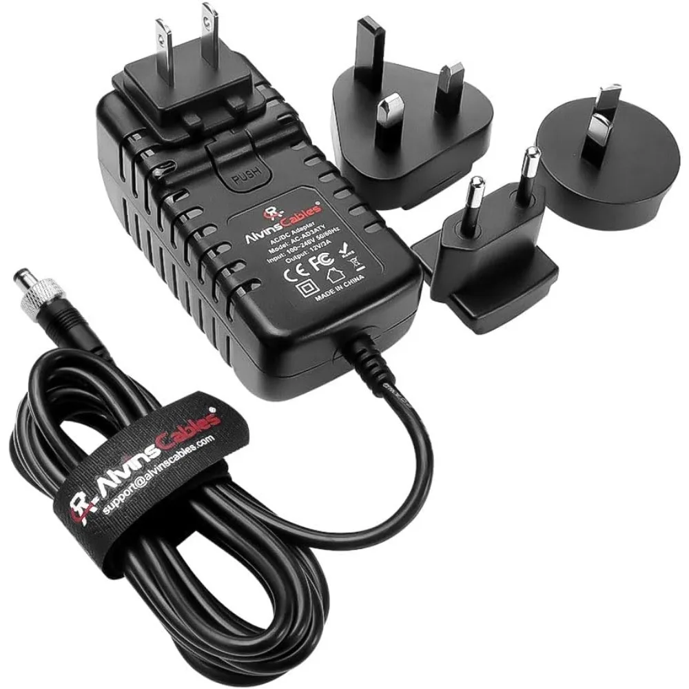 

Alvin’s Cables Locking DC AC Power Supply Adapter 100V Blackmagic Video Assist, SmallHD 702, with UK EU AU US Plugs 2m/6.6ft