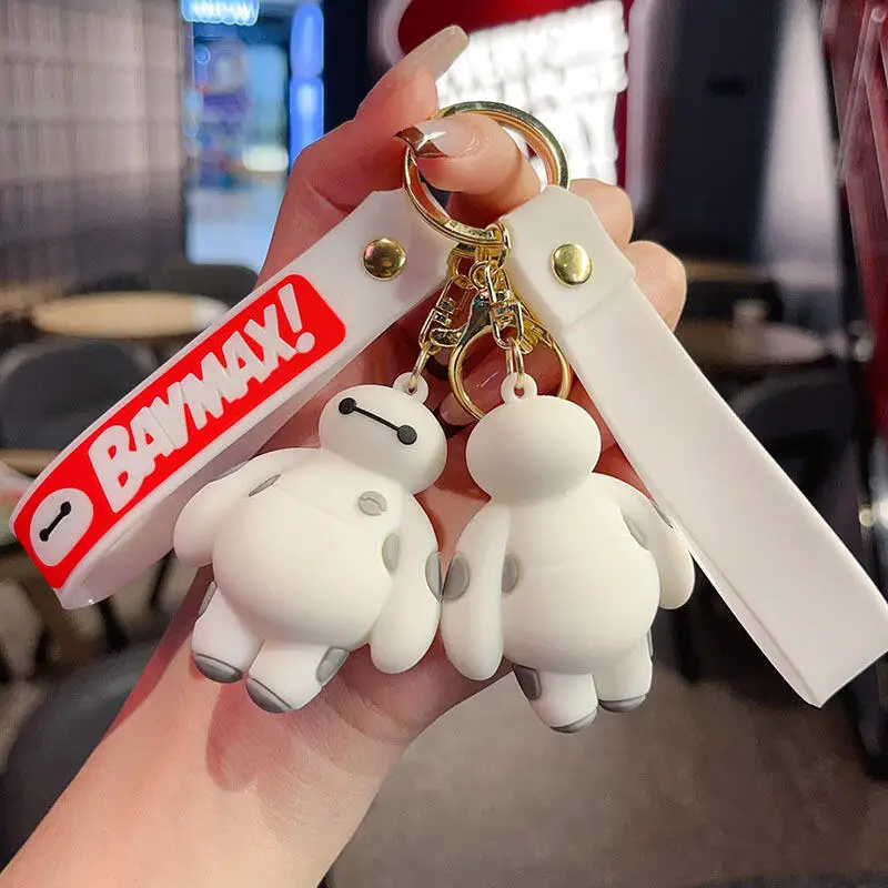 Disney Big Hero 6 Baymax Cute Cartoon Anime Pvc Keychain Car Key Ornaments Backpack Zipper Pendant Halloween and Christmas Gift