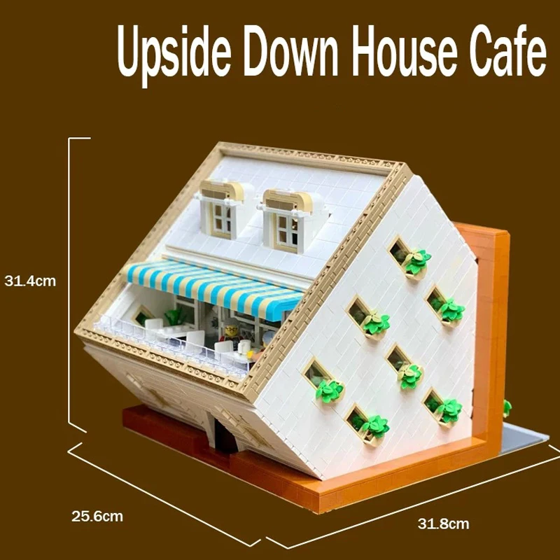 MOC Street View – bloc de construction de café à l'envers, Expert créatif, ville, maison de café, modèle de briques, jouets pour enfants, cadeau d'anniversaire