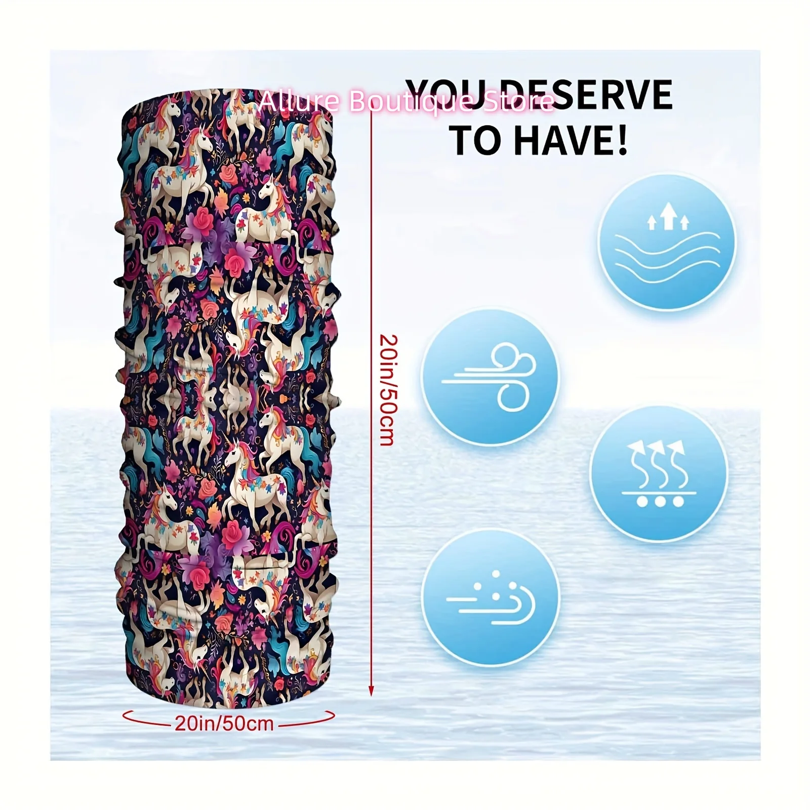 Colorful, Unicorn, Floral Multi Functional Print Scarf Men Women Unsix Mask Neck Mask Holiday Events Gifts for Friends and Famil