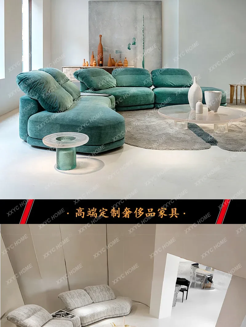 HNew arrive Light luxury fabric sofa living room large villa reception high-end modern design multi-person curved combination so