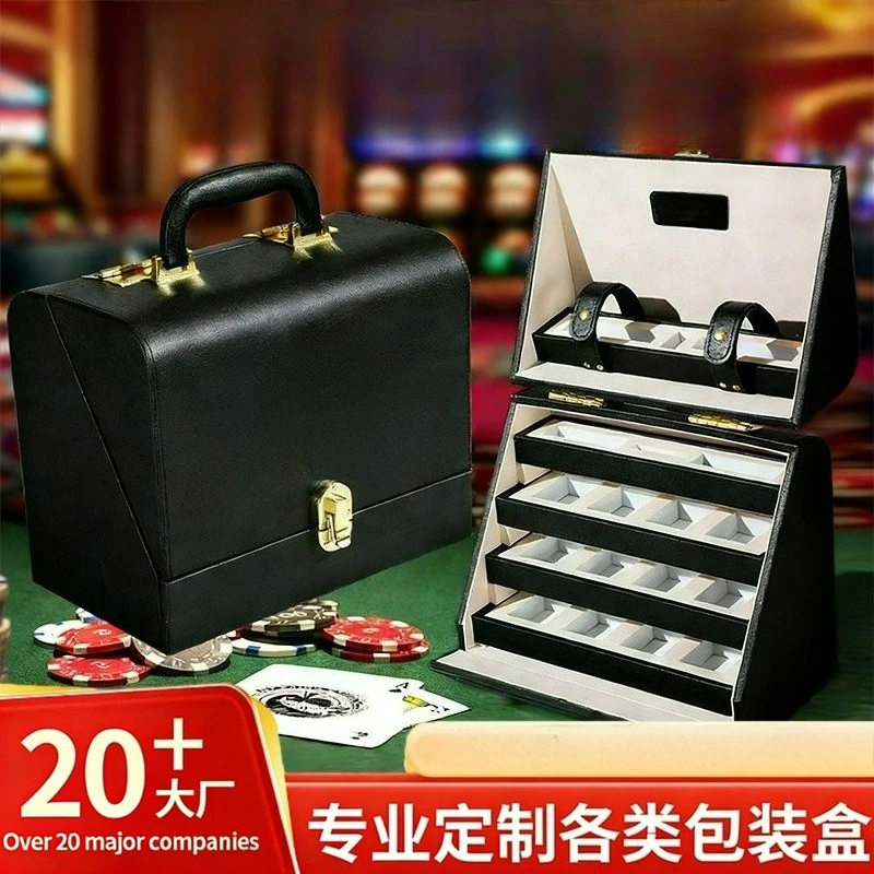 

Коробка для хранения фишек для покера на заказ, высококачественный портативный кожаный футляр для карт и настольных игр