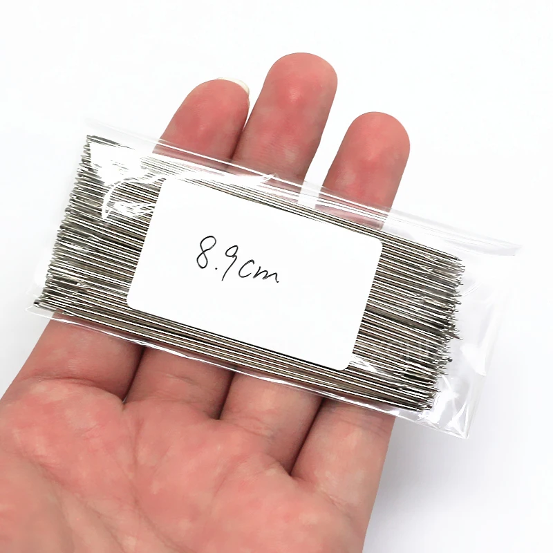 100 PCS Igły ze stali nierdzewnej z dużymi oczkami Domowe igły do szycia ręcznego dla majsterkowiczów 89 mm * 1 mm
