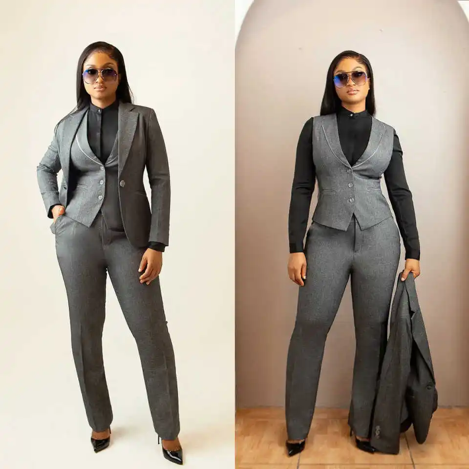 Office Lady Women Suit Fashion Slim Fit Blazer Pencil Pants Customized Women Applique Lace Party 3 Piece Set