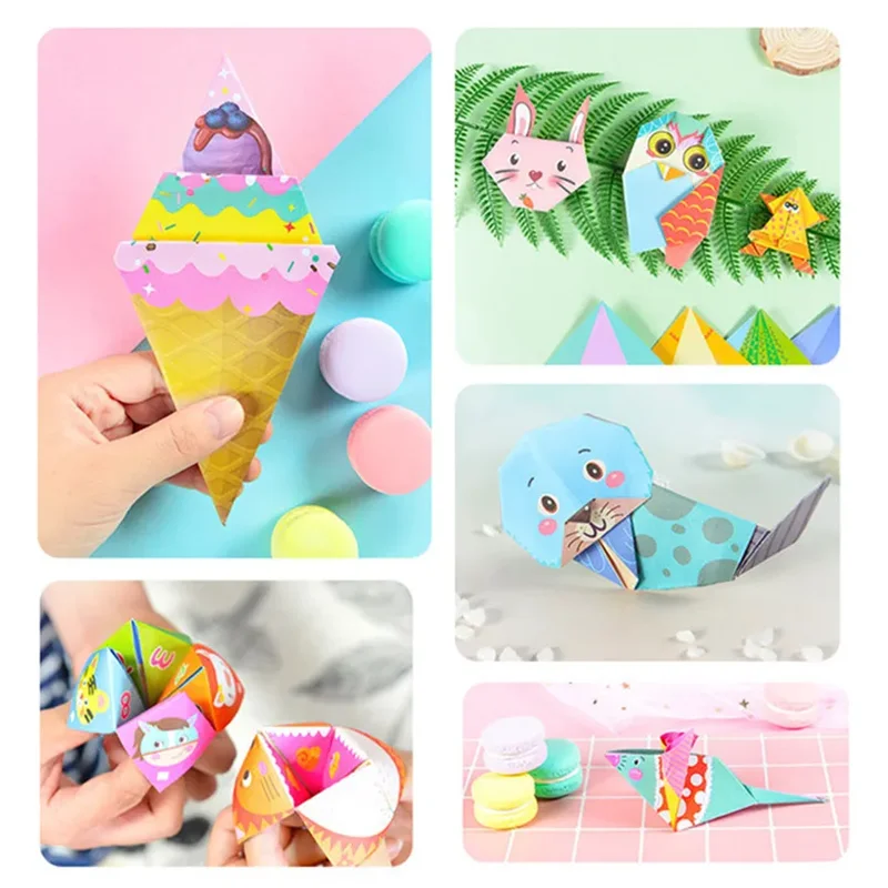 152Pcs Montessori 3D Cartoon Animal Origami Handcraft Paper Cut DIY Craft Puzzle Kids Art Learning Teaching Aids Educational Toy