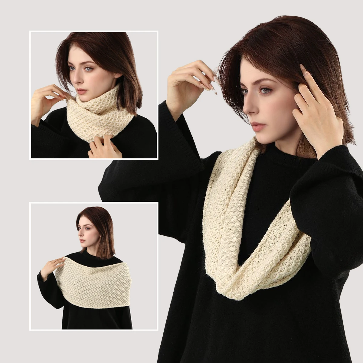 

Winter Ring Circle Scarf Unisex Thick Knitted Scarves Neck Solid Scarf Ladies Warm Autumn Soft Knitted Snood Scarf Shawl