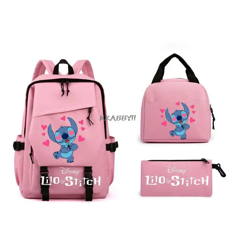 Lilo And Stitch Backpack 3pcs Teenager Girls Boys Kawaii Women Men Backpack Student Waterproof School Laptop Mochilas