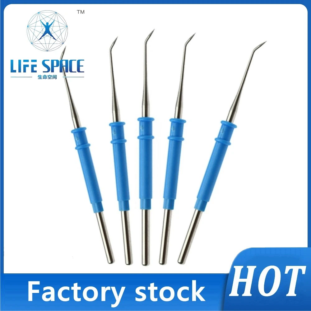 LD-00303-45 10pcs ESU cautery pencil  Electrocoagulator Electrosurgical C/needle electrode 70mm*2.36mm,Curved 45°needle Surgical