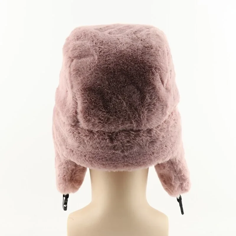 Men Women Soviet Badge Russian Ushanka Pilot Bomber Hat Mens Faux Fur Army Military Winter Trapper Earflap Snow Caps