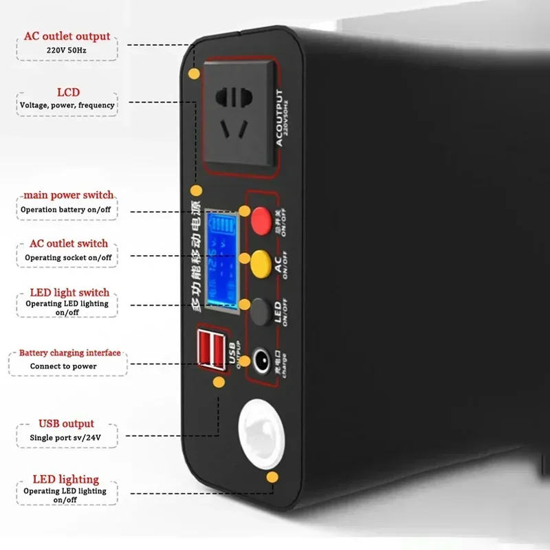 SUYIJIA Power Station 220V300WOutdoor Power Bank90000mah Portable  Home Camping Lifepo4 Electric System Rechargeable Generator