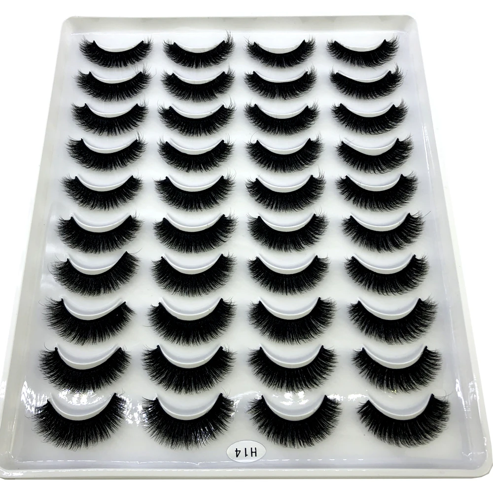 New 5D 20 Pairs/lot Natural Long Wispy Faux Mink Eyelashes Cruelty Free Handmade Vegan False Eye Lashes Vendor Mix Ciliar Set