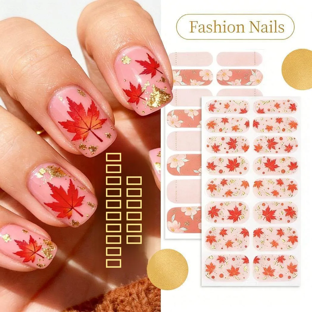 

Cross-Border Best-Selling Onion Poer Gold Le Maple Nail Art Stiers 3Demu Hot Selling Nail Tips for Men's Autumn Wear
