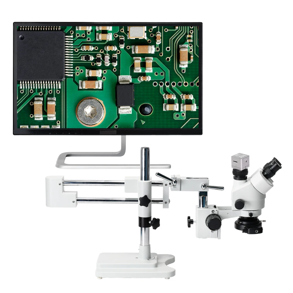 

3.5X -90X 4K Camera Double Boom Stand Trinocular Stereo Trinocular Microscope For PCB Electronics Repair