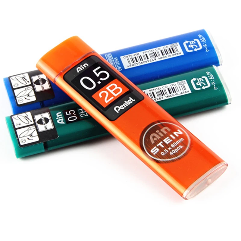 1 tubes/lot (40pcs/tube) Pentel 0.5mm Mechanical pencil refills B,2B,3B,4B,H,2H,HB pencil leads for school & office stationery
