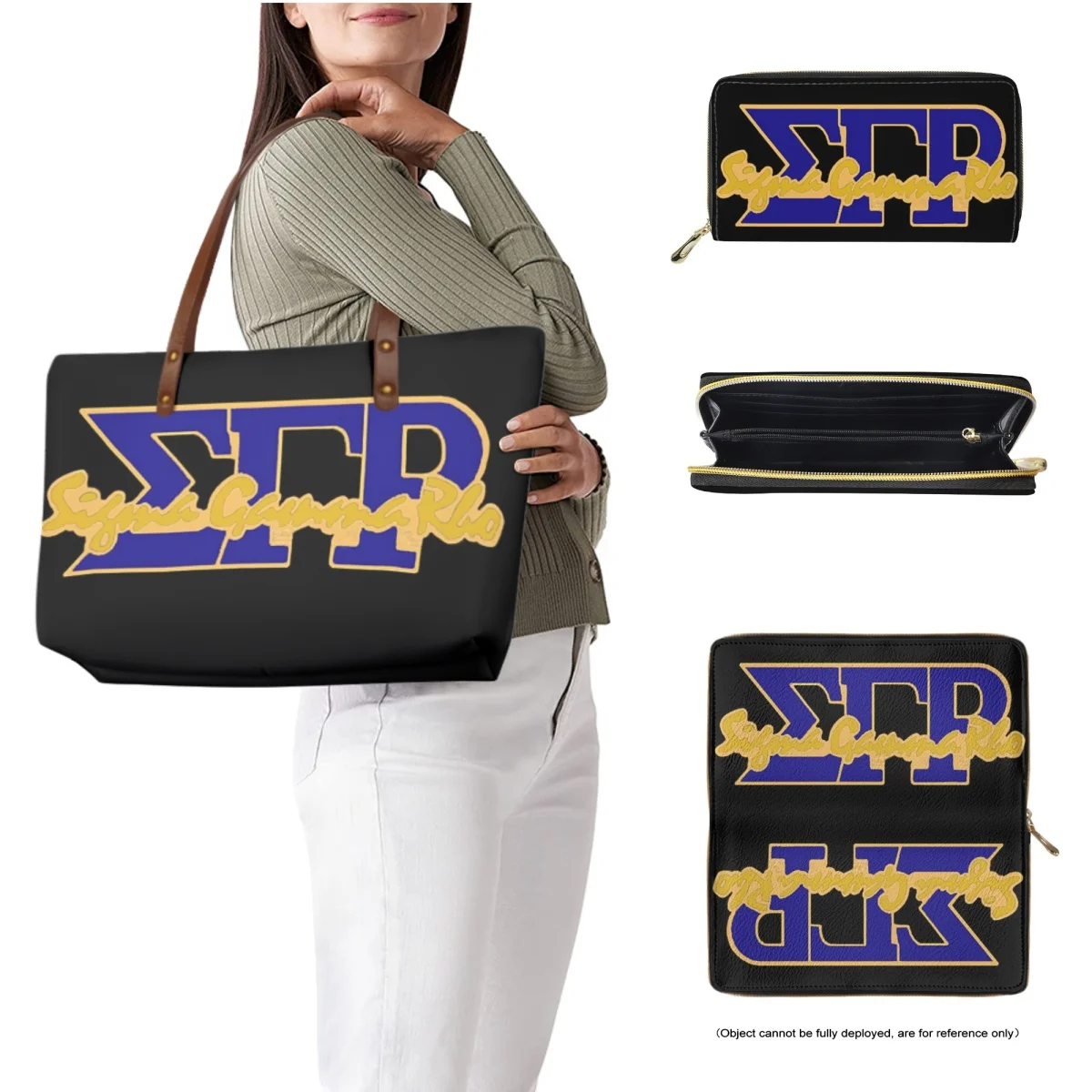 Jackherelook Fashion Hot Ladies Tote Bag Purse 2pcs/Set Sigma Gamma Rho Sorority 1922 Design Handbag Women Shopping Shoulder Bag