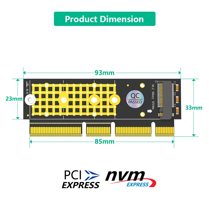 2230/2242/2260/2280 M.2 NVMe SSD to PCI Express 3.0 X4/X8/X16 Adapter M Key NVME to PCIE Riser Card with Tantalum Capacitors LED