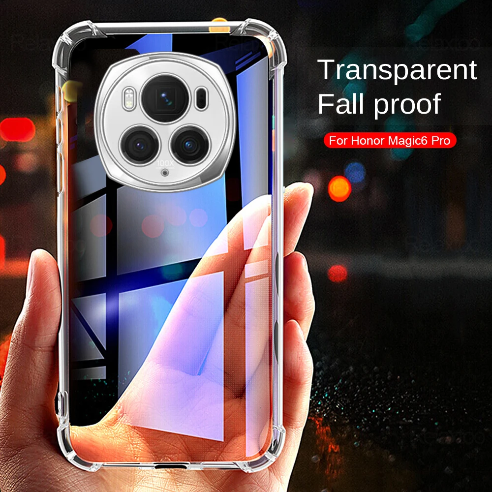 Honer Magic 6 Pro 5G Case Airbags Transparent TPU Soft Cover For Honor Magic6 Pro 6Pro Lite 6Lite Light 5G 2024 Shockproof Coque