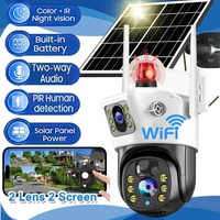 V380 Pro 8MP HD WiFi Camera Outdoor Wireless PTZ Solar IP Camera Built-in Battery Video Surveillance Camera Waterproof Cam