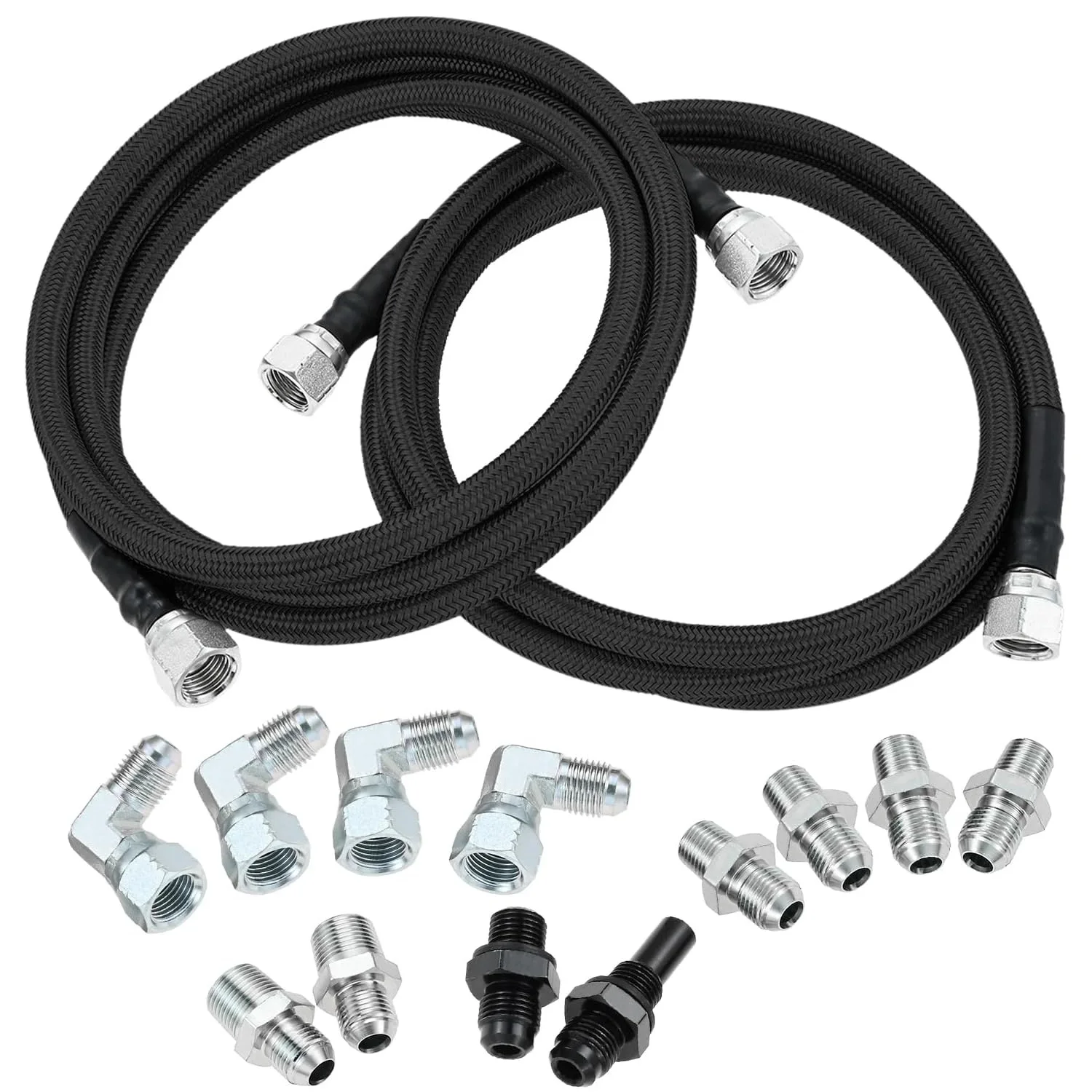 

Комплект шлангов охлаждения трансмиссии 6AN 70 дюймов для GM Chevy 4L80E TH350 TH400 4L60E 700R4 200-4R TR6060 Ford AOD 4R100 4R70W и C5