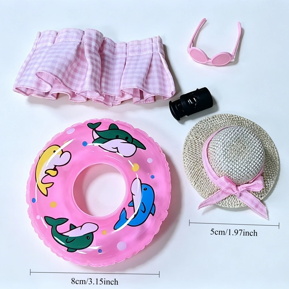 Summer Goose Bikini Set Cute Goose Outfits Beach Style Straw Hats Sunglasses Swim Ring Dress Set for Office Home Deck Decor